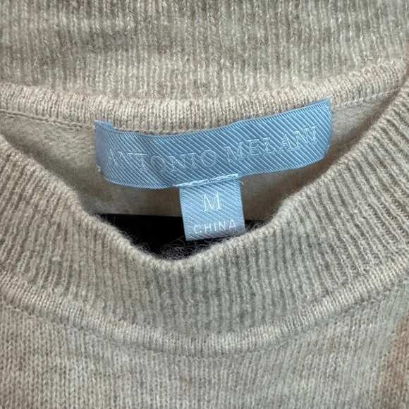 NWT Antonio Melani Womens LISA 100% Cashmere Sweater Puff Sleeve Beige M - Picture 2 of 4